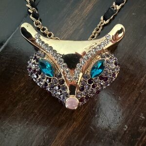 Betsey Johnson Gold and Jewel-Embellished Panther Necklace Critter Collection
